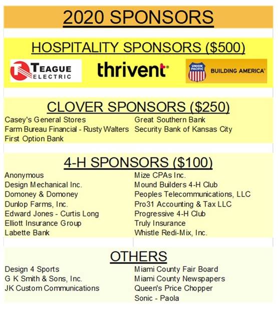 Clover Run Sponsors updated 10-28-2020