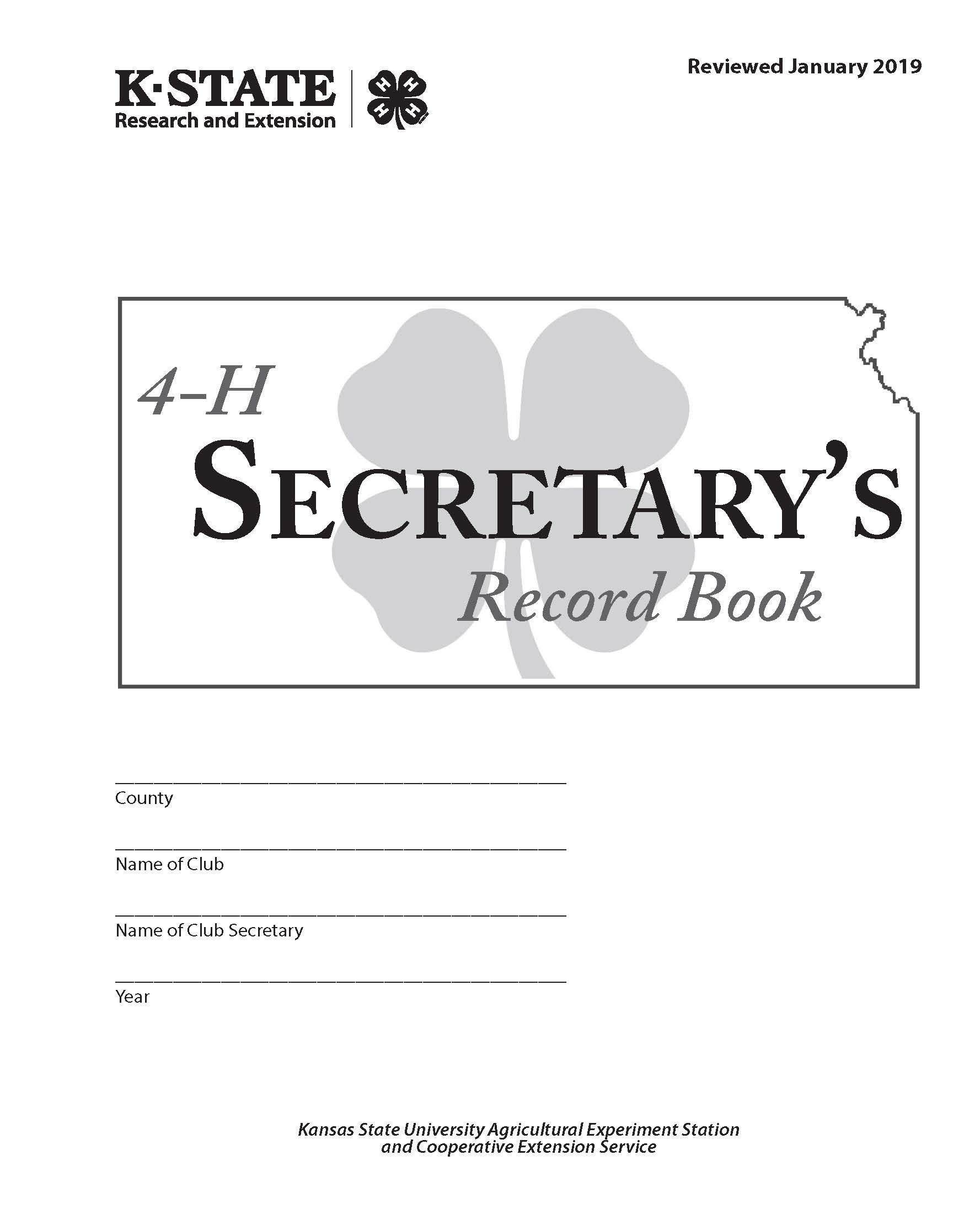 4-H Secretary Record Book