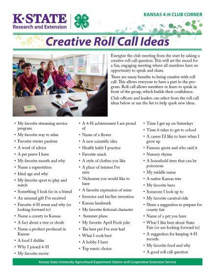 Creative Roll Call.